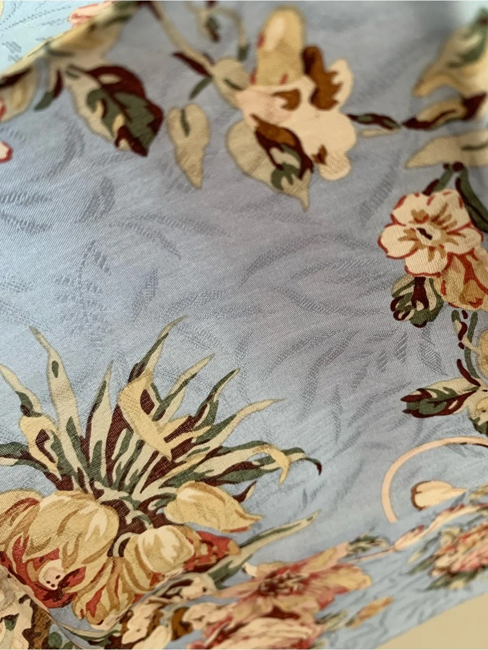 Ralph Lauren Floral Handkerchief Scarf 19” Blue Cotton NWOT Japan New Unused